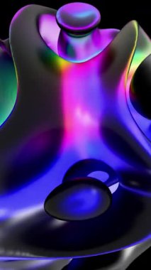 Siyah bir arkaplanda mor ve turuncu renkli canlı soyut dalga desenleri.