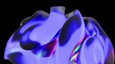 Siyah bir arkaplanda mor ve turuncu renkli canlı soyut dalga desenleri.