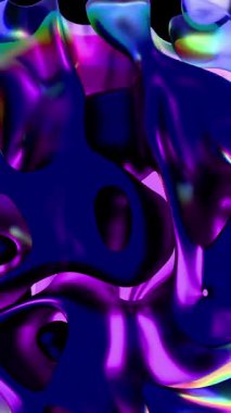 Siyah bir arkaplanda mor ve turuncu renkli canlı soyut dalga desenleri.