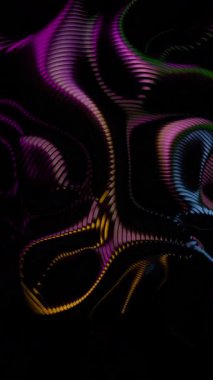 Koyu bir arkaplan karşısında çeşitli renklerde dikey çizgilerin canlı bir deseni.