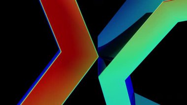 enerjik, renkli soyut şekiller siyah bir arkaplanda yüzüyor..