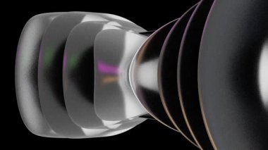 enerjik, renkli soyut şekiller siyah bir arkaplanda yüzüyor..