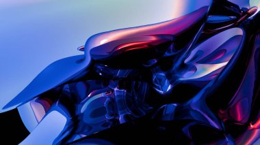 Kırmızı ve Mavi ile soyut Veri Görselleştirmesi pürüzsüz ışıklandırma ve derinliğe sahip modern bir soyut arkaplan olarak oluşturuldu. Teknoloji projeleri, sunumlar, sosyal medya, web ve baskı tasarımı için ideal.