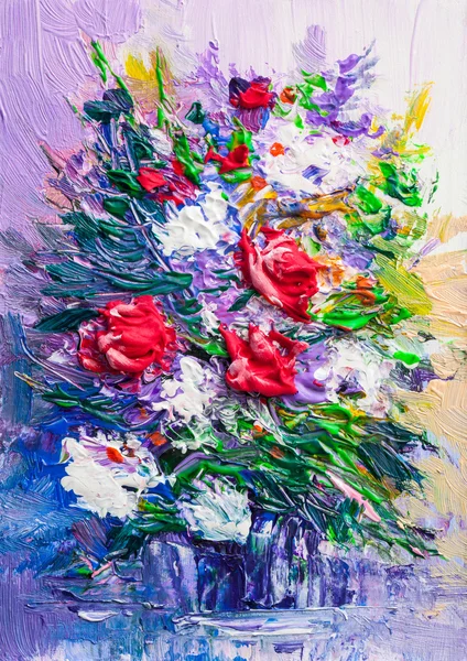 Pittura ad olio fiori — Foto Stock