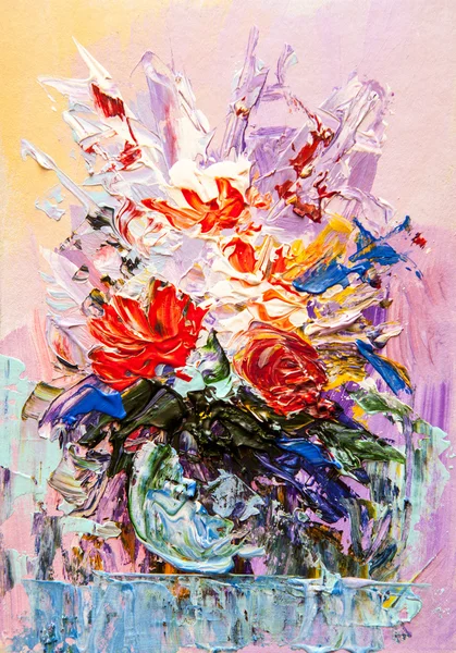 Pittura ad olio fiori — Foto Stock