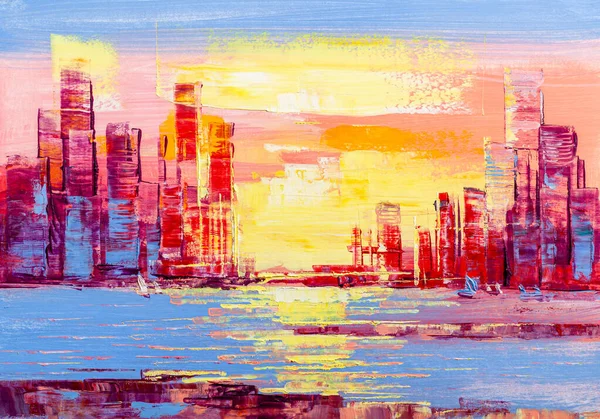 抽象绘画的城市的摩天大楼. — 图库照片©sbelov#162163514 水彩画「a skyscraper」