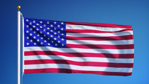 Flaga USA w zwolnionym tempie bezproblemowo zapętlony z alfa — Wideo stockowe