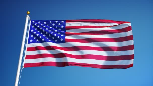 USA vlag in slowmotion naadloos lus met alpha — Stockvideo