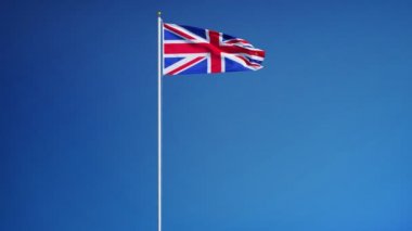 Yavaş çekimde Büyük Britanya bayrağı sorunsuz alfa ile döngülü