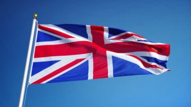 Yavaş çekimde Büyük Britanya bayrağı sorunsuz alfa ile döngülü
