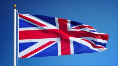 Yavaş çekimde Büyük Britanya bayrağı sorunsuz alfa ile döngülü