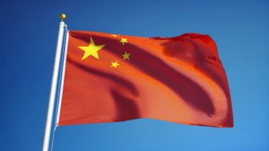 China flag in slow motion seamlessly looped with alpha