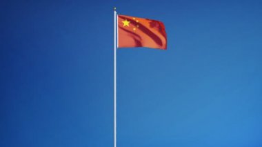 China flag in slow motion seamlessly looped with alpha