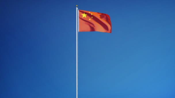 China flag in slow motion seamlessly looped with alpha — Stok video