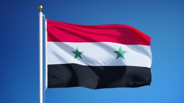 Syria flag in slow motion seamlessly looped with alpha — Stock Video