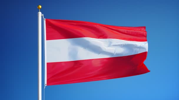 Bandera de Austria en cámara lenta perfectamente en bucle con alfa — Vídeos de Stock