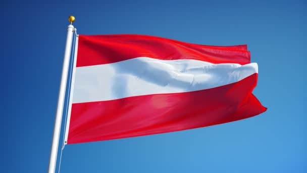 Austria flag in slow motion seamlessly looped with alpha — Stock Video