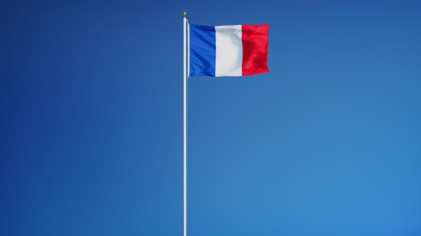 Vlajka Francie v pomalém pohybu plynule tvořili s alfa — Stock video