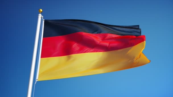 Флаг Германии в замедленной съемке, зацикленный на альфе — стоковое видео