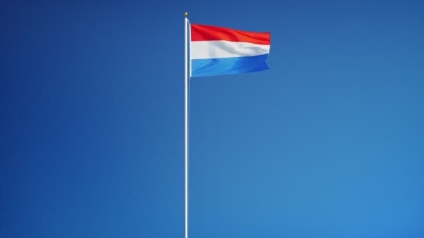 Lucembursko vlajka v pomalém pohybu plynule tvořili s alfa — Stock video