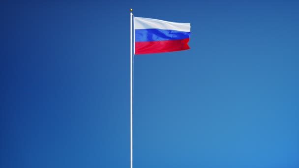 Russische Flagge in Zeitlupe, nahtlos mit Alpha verbunden — Stockvideo