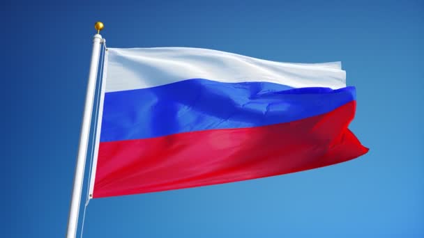 Vlag van Rusland in slowmotion naadloos lus met alpha — Stockvideo