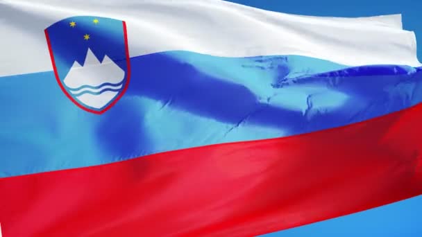 Slowenien-Flagge in Zeitlupe nahtlos mit Alpha — Stockvideo