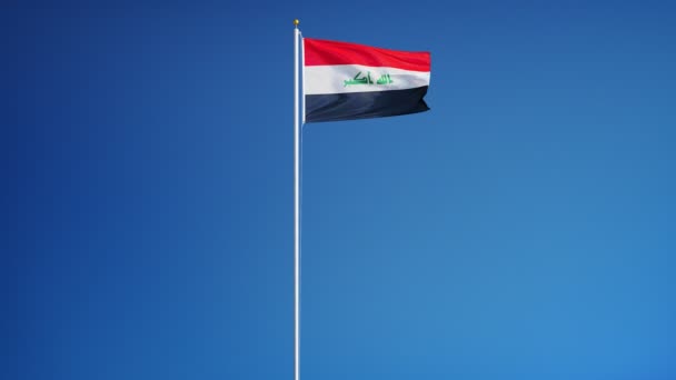伊拉克国旗在慢动作中的无缝环与阿尔法 — 图库视频影像