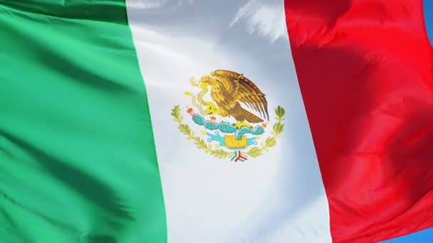 Bandera de México en cámara lenta perfectamente en bucle con alfa — Vídeos de Stock