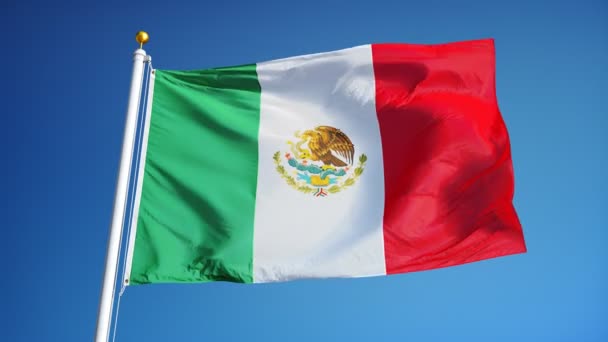 Flaga Meksyku w zwolnionym tempie bezproblemowo zapętlony z alfa — Wideo stockowe