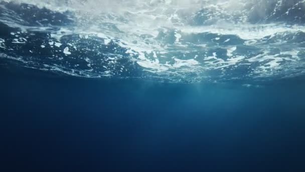 Beautiful underwater sea view with natural light rays in slow motion — Stock Video