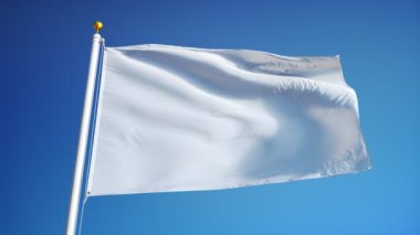 Yavaş çekimde boş beyaz berrak bayrak alfa ile sorunsuz bir şekilde döngüye
