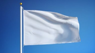 Yavaş çekimde boş beyaz berrak bayrak alfa ile sorunsuz bir şekilde döngüye