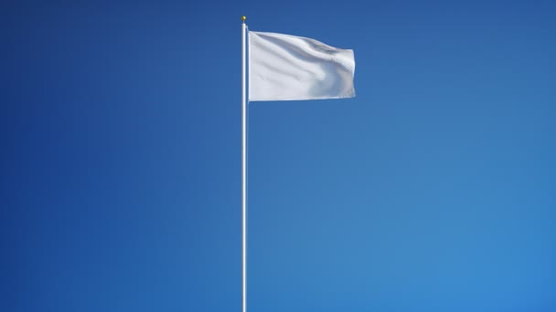 Leere weiße, klare Flagge in Zeitlupe, nahtlos mit Alpha verbunden — Stockvideo