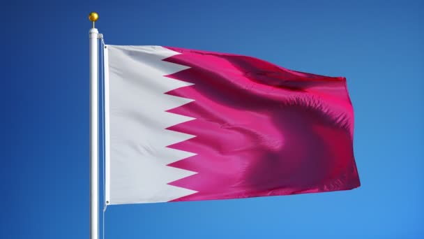 Bandera de Qatar en cámara lenta en bucle sin problemas con alfa — Vídeos de Stock