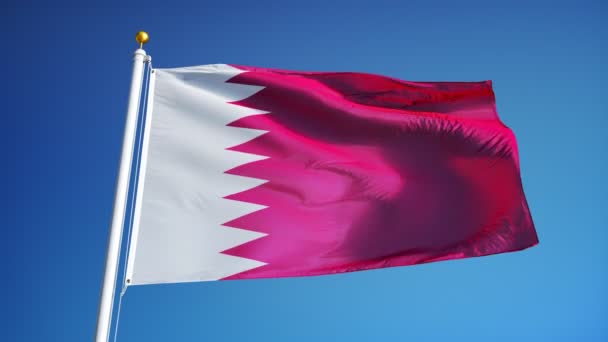 Qatar flag in slow motion seamlessly looped with alpha — Stock Video