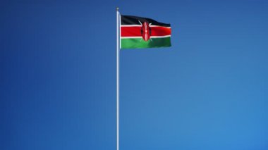 Yavaş çekimde Kenya bayrağı alfa ile sorunsuz bir şekilde döngülü
