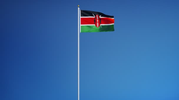 Kenya flag in slow motion seamlessly looped with alpha — Stock Video