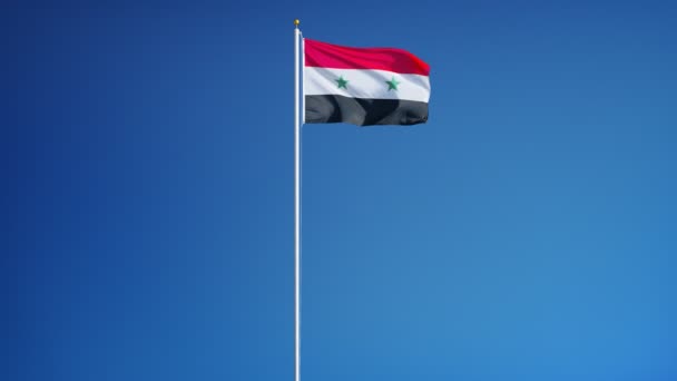 Syrien flagga i slow motion sömlöst loopas med alfa — Stockvideo