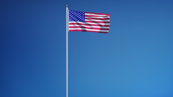 US-Flagge in Zeitlupe nahtlos mit Alpha — Stockvideo