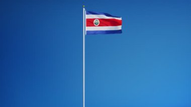 Yavaş çekimde Kosta Rika bayrağı sorunsuz alfa ile döngülü