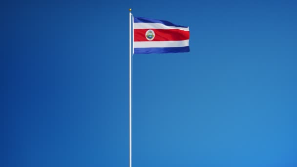 Costa Rica vlag in slow motion naadloos lused met alpha — Stockvideo