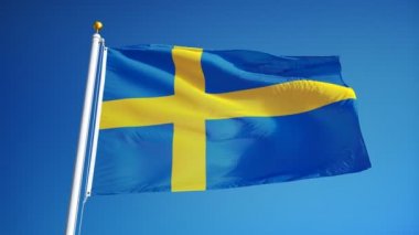 Yavaş çekimde İsveç bayrağı sorunsuz alfa ile döngülü