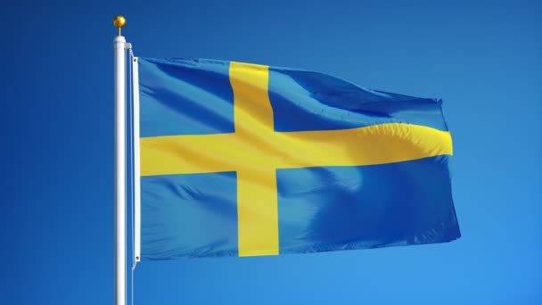 Sverige flag i slowmotion problemfrit looped med alfa – Stock-video