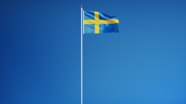 Sverige flag i slowmotion problemfrit looped med alfa – Stock-video