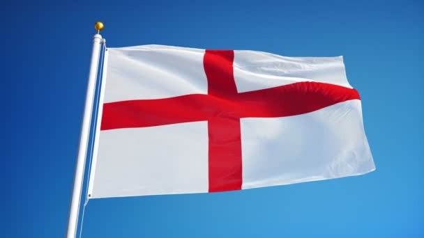 Englands Flagge in Zeitlupe nahtlos mit Alpha — Stockvideo