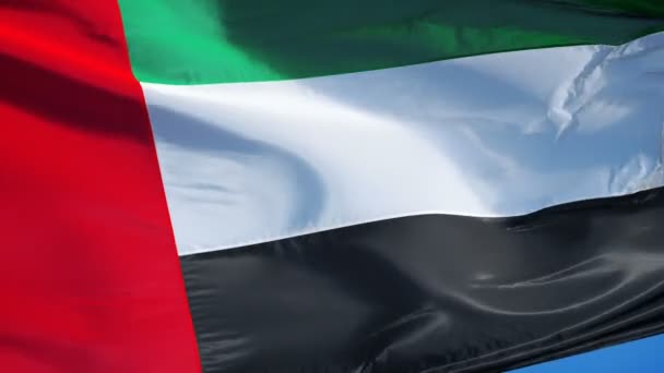 Bandera de Emirates en cámara lenta en bucle continuo con alpha — Vídeos de Stock