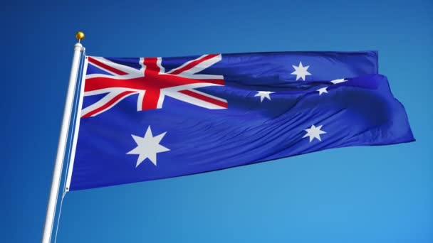 Australische Flagge in Zeitlupe, nahtlos mit Alpha verbunden — Stockvideo