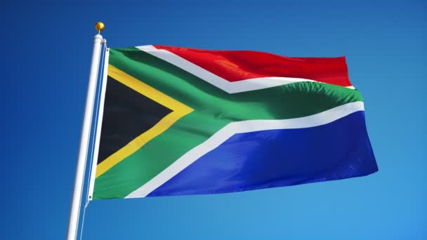 South Africa flag in slow motion seamlessly looped with alpha — Stock Video