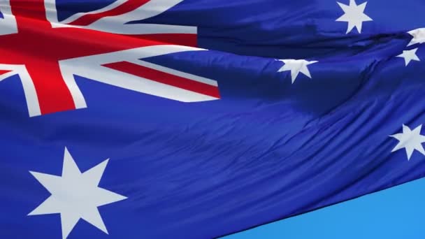 Σημαία της Αυστραλίας σε αργή κίνηση με απρόσκοπτη βρόχο με άλφα — Αρχείο Βίντεο
